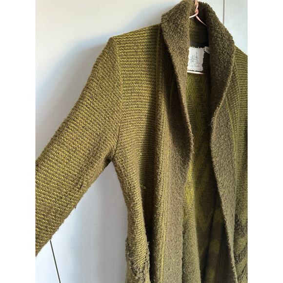 Anthropologie Angel of the North Womens Cardigan Size Large Green Wool Chevron - Picture 5 of 9